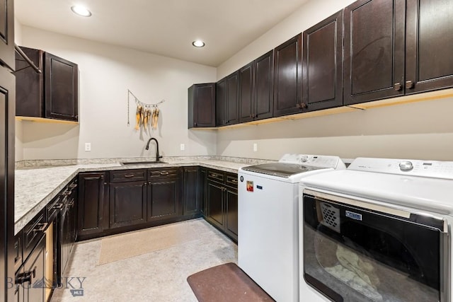 43 Lewis Dr, Three Forks, MT 59752 - laundry room featuring washing machine and clothes dryer, cabinet space, and recessed lighting