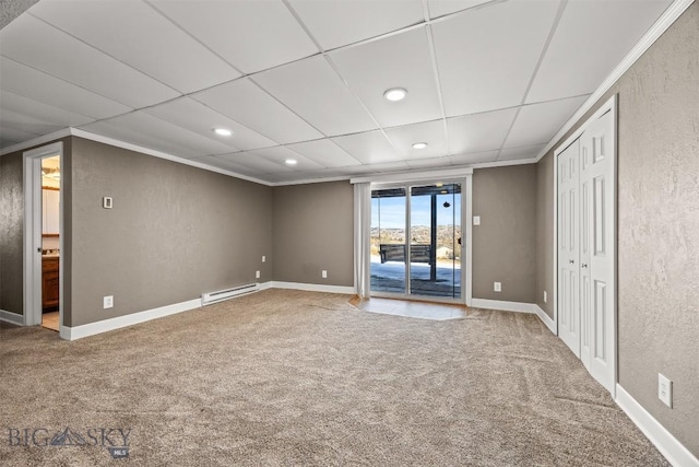 34 Mammoth, Butte, MT 59701 - empty room featuring a baseboard heating unit, carpet flooring, a textured wall, recessed lighting, and baseboards