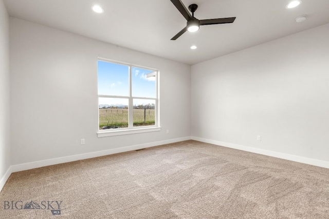 608 Spaniel Ln, Belgrade, MT 59714 - carpeted spare room with ceiling fan, recessed lighting, baseboards, and a smoke detector