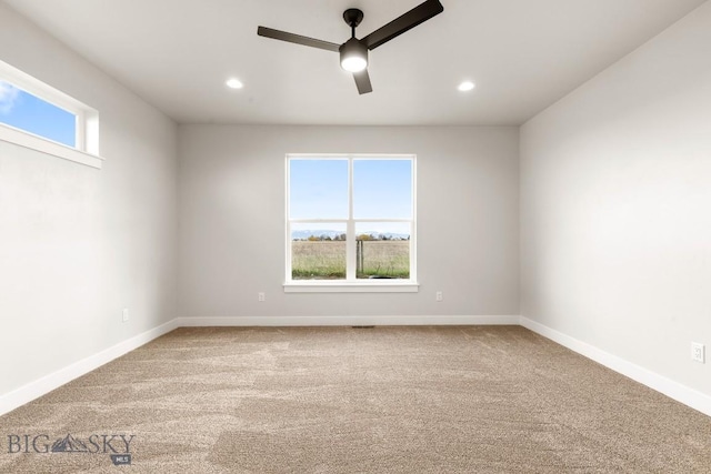 608 Spaniel Ln, Belgrade, MT 59714 - carpeted spare room featuring a ceiling fan, recessed lighting, and baseboards