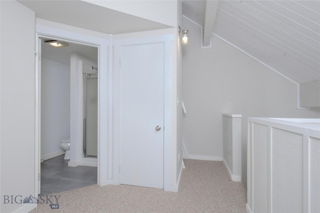 21 Sitting Bull Rd Unit 1226, Big Sky, MT 59716 - hall with carpet floors, lofted ceiling, and an upstairs landing
