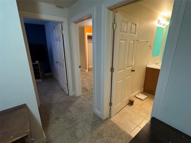 30 Grand View Ln, Big Timber, MT 59011 - hallway featuring light colored carpet and light tile patterned floors