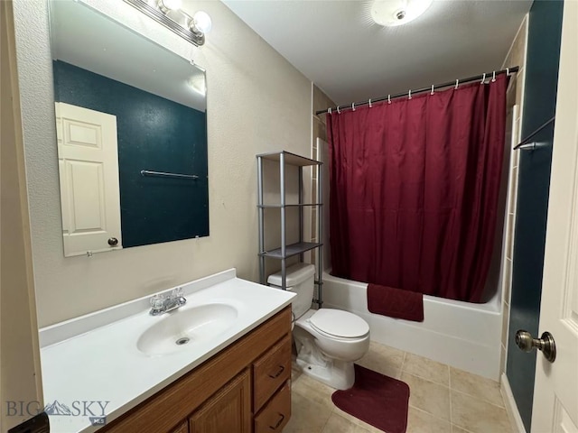 30 Grand View Ln, Big Timber, MT 59011 - bathroom featuring vanity, toilet, shower / tub combo with curtain, and tile patterned flooring