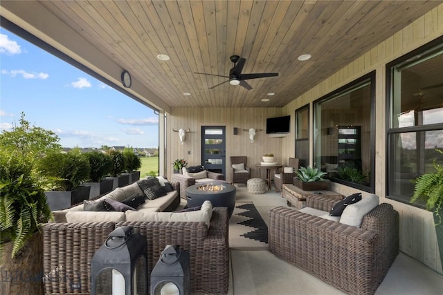 646 Arrow Trl, Bozeman, MT 59718 - view of patio with an outdoor living space with a fire pit and ceiling fan