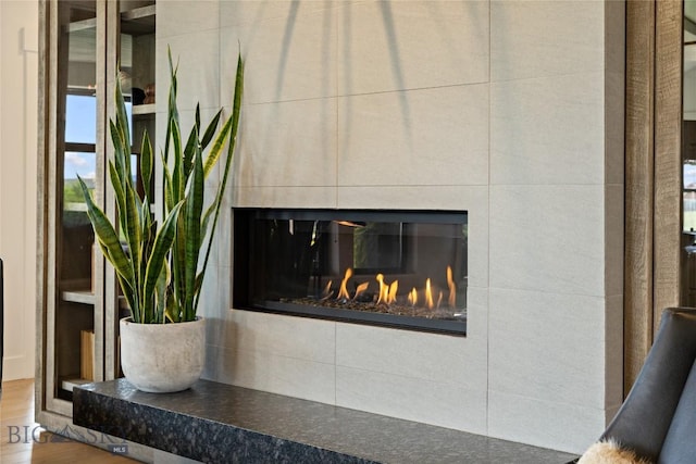 646 Arrow Trl, Bozeman, MT 59718 - detailed view of a tile fireplace and wood finished floors