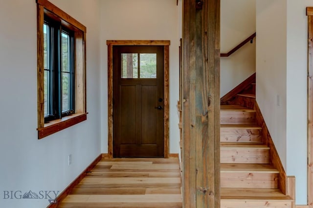16 Sagittarius Skwy, Emigrant, MT 59027 - foyer featuring light wood-type flooring, stairway, and baseboards