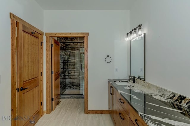 16 Sagittarius Skwy, Emigrant, MT 59027 - full bath featuring vanity, a shower stall, and tile patterned flooring
