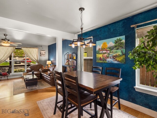 1009 Wyoming St, Belgrade, MT 59714 - dining area with wood-type flooring and a ceiling fan