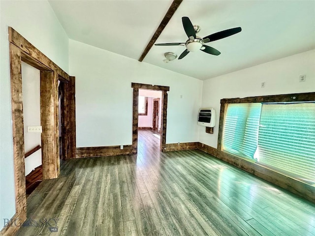 400 Broken Creek Rd, Three Forks, MT 59752 - unfurnished room featuring vaulted ceiling, wood finished floors, heating unit, a ceiling fan, and baseboards