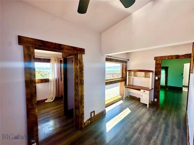 400 Broken Creek Rd, Three Forks, MT 59752 - hall with dark wood-style floors, baseboards, and a towering ceiling