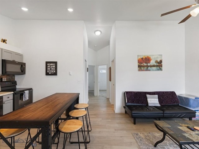 407 Brookline St Unit A, Livingston, MT 59047 - living area with a ceiling fan, light wood finished floors, and recessed lighting