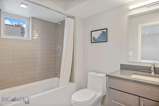519 E Mendenhall St, Bozeman, MT 59715 - full bath featuring vanity, shower / bath combo, and toilet