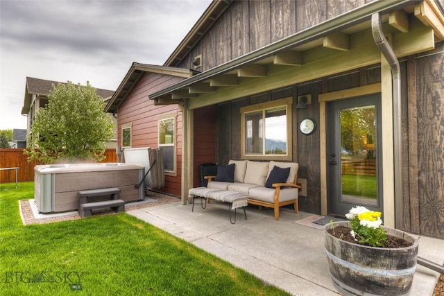 3493 Lolo Way, Bozeman, MT 59718 - view of patio with a hot tub and an outdoor hangout area