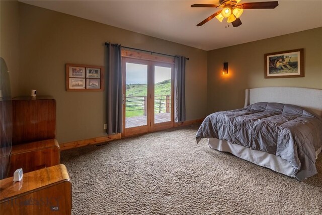 115AND117 Otter Creek Rd, Big Timber, MT 59011 - carpeted bedroom with access to outside, baseboards, and ceiling fan