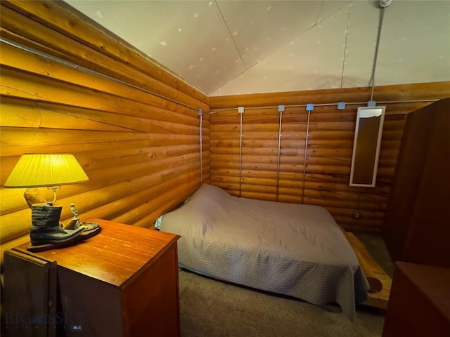 222 S Fork Ray Creek Rd, Townsend, MT 59644 - bedroom featuring log walls and lofted ceiling