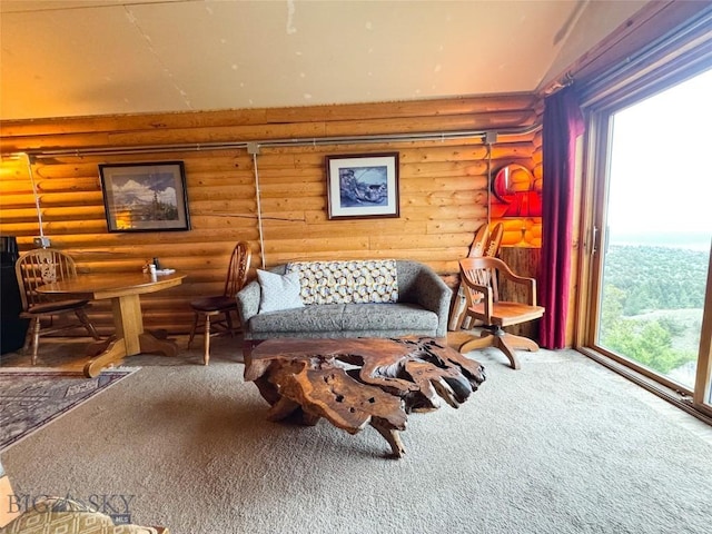 222 S Fork Ray Creek Rd, Townsend, MT 59644 - sitting room with rustic walls and carpet floors