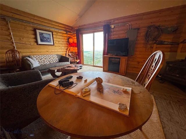 222 S Fork Ray Creek Rd, Townsend, MT 59644 - living area with rustic walls and vaulted ceiling