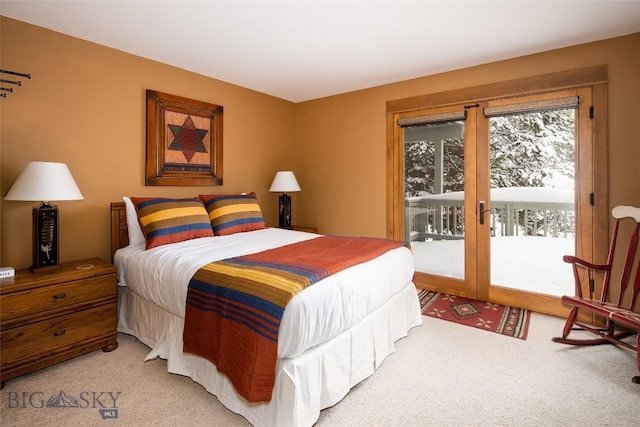 75 Rose Hip Cir, Big Sky, MT 59716 - bedroom with access to outside, carpet floors, and french doors