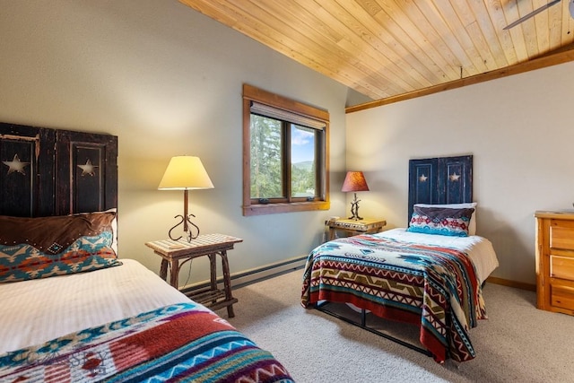 75 Rose Hip Cir, Big Sky, MT 59716 - bedroom featuring carpet floors, wooden ceiling, and baseboard heating