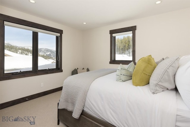453 Outlook Trl, Big Sky, MT 59716 - bedroom with recessed lighting, baseboards, and carpet floors
