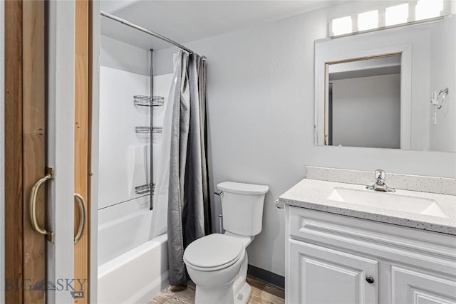 3135 Mantle, Butte, MT 59701 - full bath featuring vanity, toilet, shower / bath combination with curtain, and wood finished floors