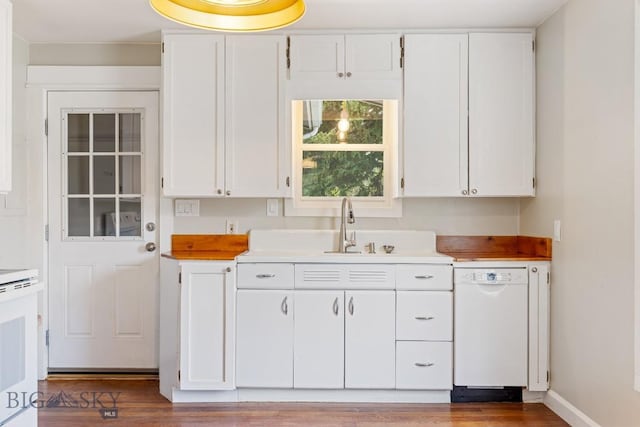 209 N 3rd, Bozeman, MT 59715 - kitchen with white dishwasher, wood finished floors, light countertops, and white cabinets
