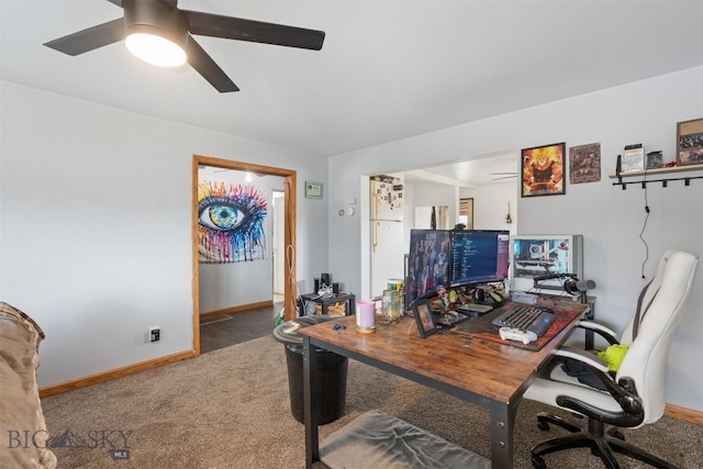 2422 Pine St, Butte, MT 59701 - office area with carpet flooring, ceiling fan, and baseboards