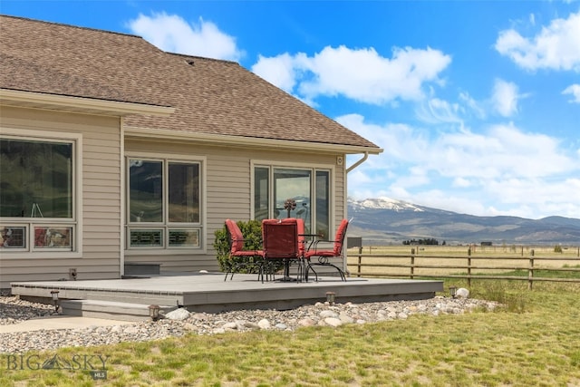 106 Lonesome Dove Rd, Cameron, MT 59720 - back of property featuring a deck with mountain view and roof with shingles