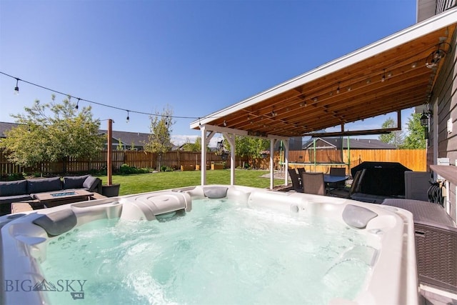 2008 Avocet Ct, Belgrade, MT 59714 - view of swimming pool with a hot tub and a fire pit