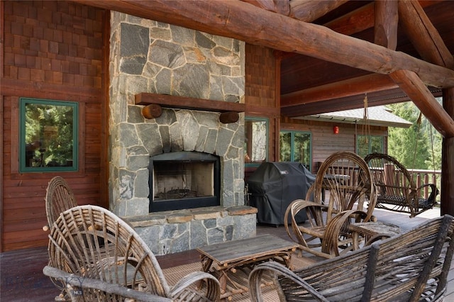 250 Petes Way, Big Sky, MT 59730 - deck with a fireplace and a grill