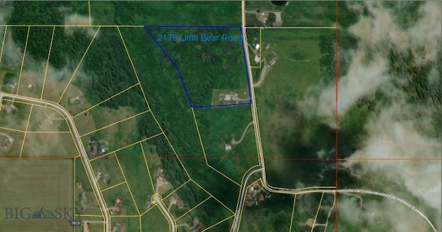 2178 Little Bear Rd, Gallatin Gateway, MT 59730 - aerial overview of property's location with property boundaries highlighted