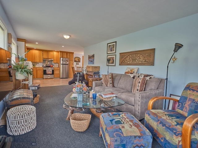 2178 Little Bear Rd, Gallatin Gateway, MT 59730 - living area with recessed lighting and light wood-style floors
