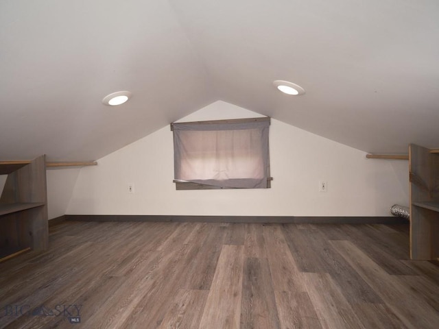 2178 Little Bear Rd, Gallatin Gateway, MT 59730 - bonus room with baseboards, wood finished floors, and lofted ceiling