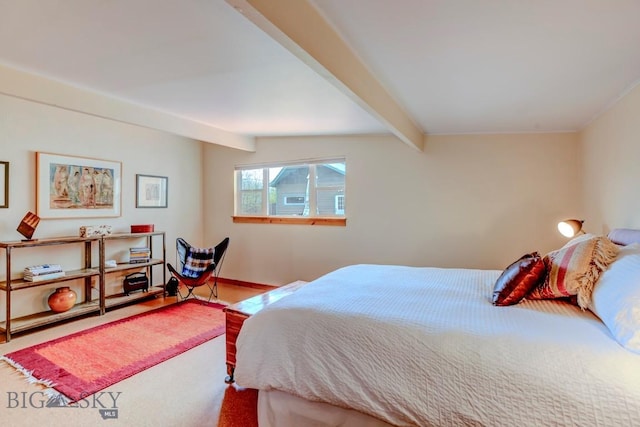 425 N 7th St, Livingston, MT 59047 - bedroom featuring beam ceiling and carpet floors