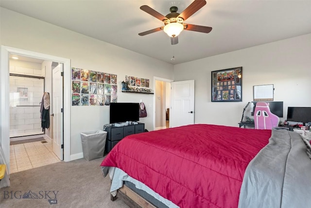 1711 Shelby Ave, Belgrade, MT 59714 - carpeted bedroom featuring connected bathroom and a ceiling fan