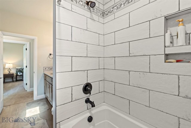 1711 Shelby Ave, Belgrade, MT 59714 - bathroom featuring shower / tub combination, vanity, and baseboards