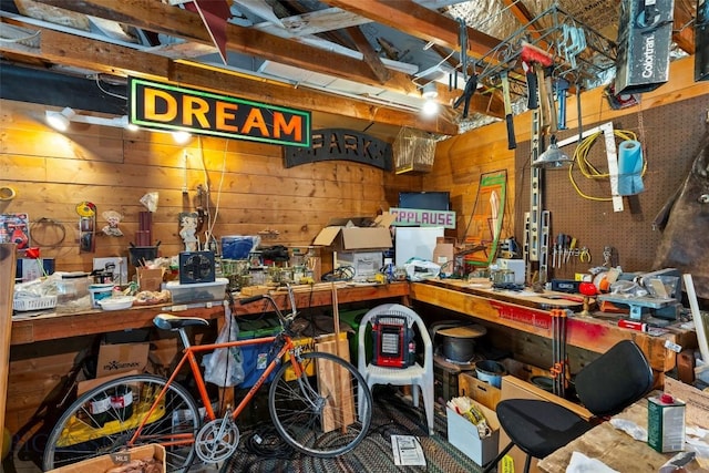 707 Montana St, Belgrade, MT 59714 - misc room with a workshop area and wood walls