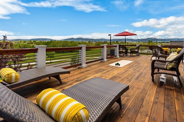 5333 Westmorland Dr, Bozeman, MT 59718 - wooden terrace with a mountain view