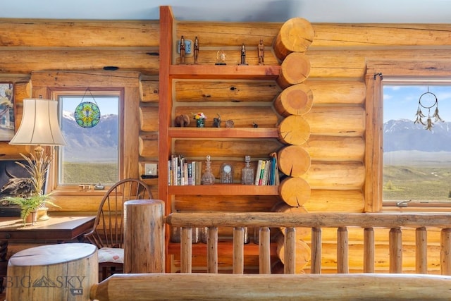 23 Lake Trl, Cameron, MT 59720 - detailed view of rustic walls and a mountain backdrop