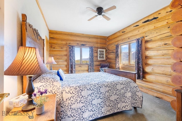 23 Lake Trl, Cameron, MT 59720 - bedroom with log walls, carpet floors, and french doors