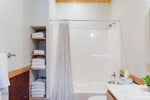 23 Lake Trl, Cameron, MT 59720 - bathroom with vanity, toilet, and shower / bath combo with shower curtain
