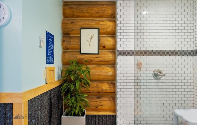 23 Lake Trl, Cameron, MT 59720 - bathroom view of log walls and tiled shower