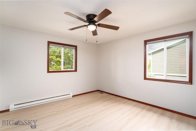 413 S Oak St, Townsend, MT 59752 - unfurnished room featuring a baseboard heating unit, light wood finished floors, and baseboards