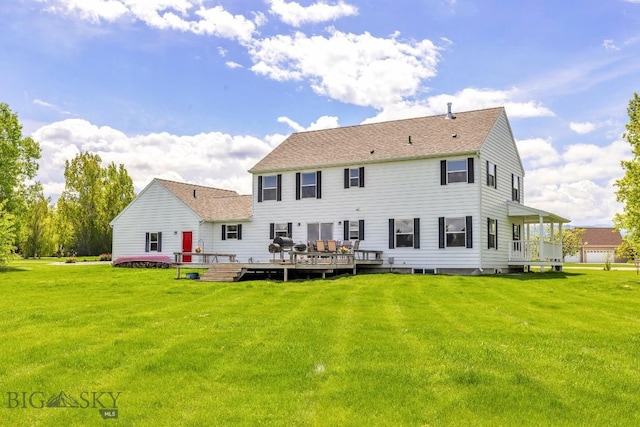 193 Lucille Ln, Bozeman, MT 59718 - back of property with a yard and a wooden deck
