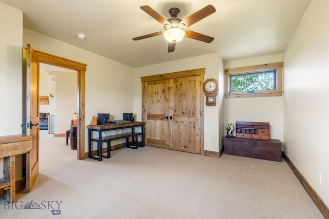 171 Brave Heart Loop, Bozeman, MT 59718 - carpeted bedroom featuring baseboards, a desk, and a ceiling fan