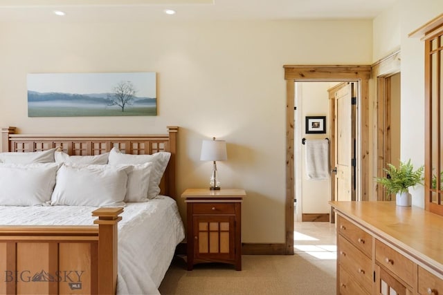 171 Brave Heart Loop, Bozeman, MT 59718 - bedroom with light colored carpet, baseboards, and recessed lighting