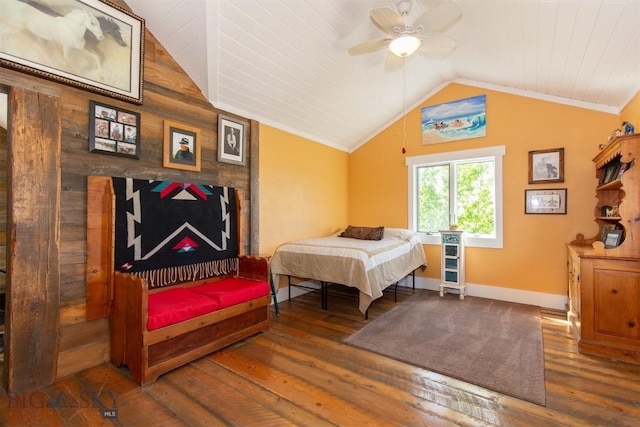 49 Redtail Hawk Rd, Mcallister, MT 59740 - bedroom featuring vaulted ceiling, hardwood / wood-style floors, and baseboards