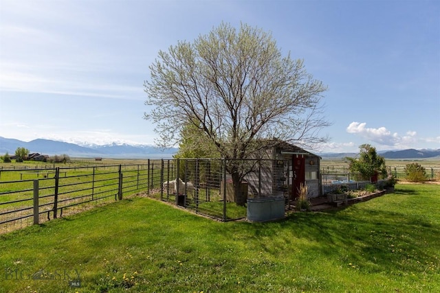 49 Redtail Hawk Rd, Mcallister, MT 59740 - view of yard with a mountain view, an outbuilding, and a view of rural / pastoral area