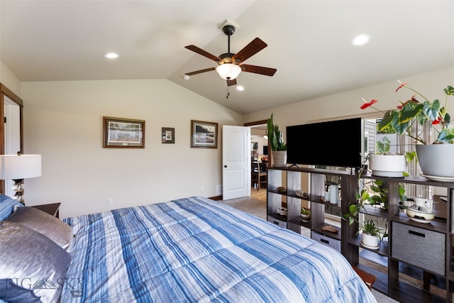 4426 Ethan Way, Bozeman, MT 59718 - bedroom featuring lofted ceiling and recessed lighting