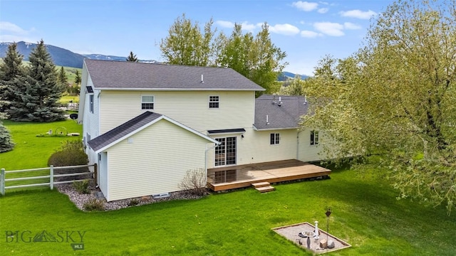 125 N Pheasant Dr, Bozeman, MT 59718 - rear view of house featuring a deck with mountain view